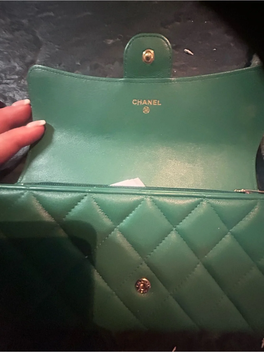 CHANEL Quilted Lambskin Shoulder Bag in Teal